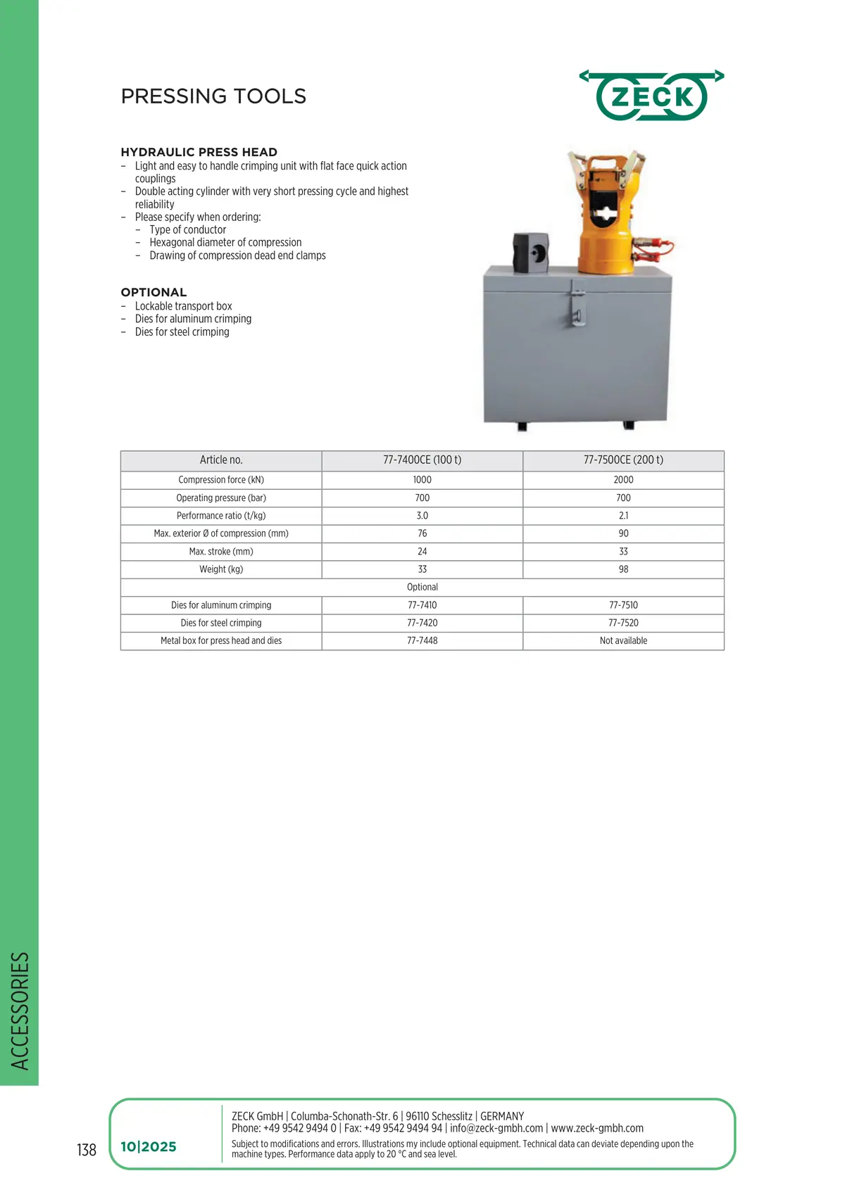 Catalogue page 138: PRESSING TOOLS