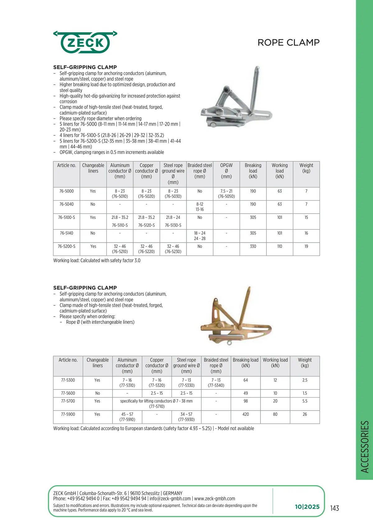 Catalogue page 143: ROPE CLAMP