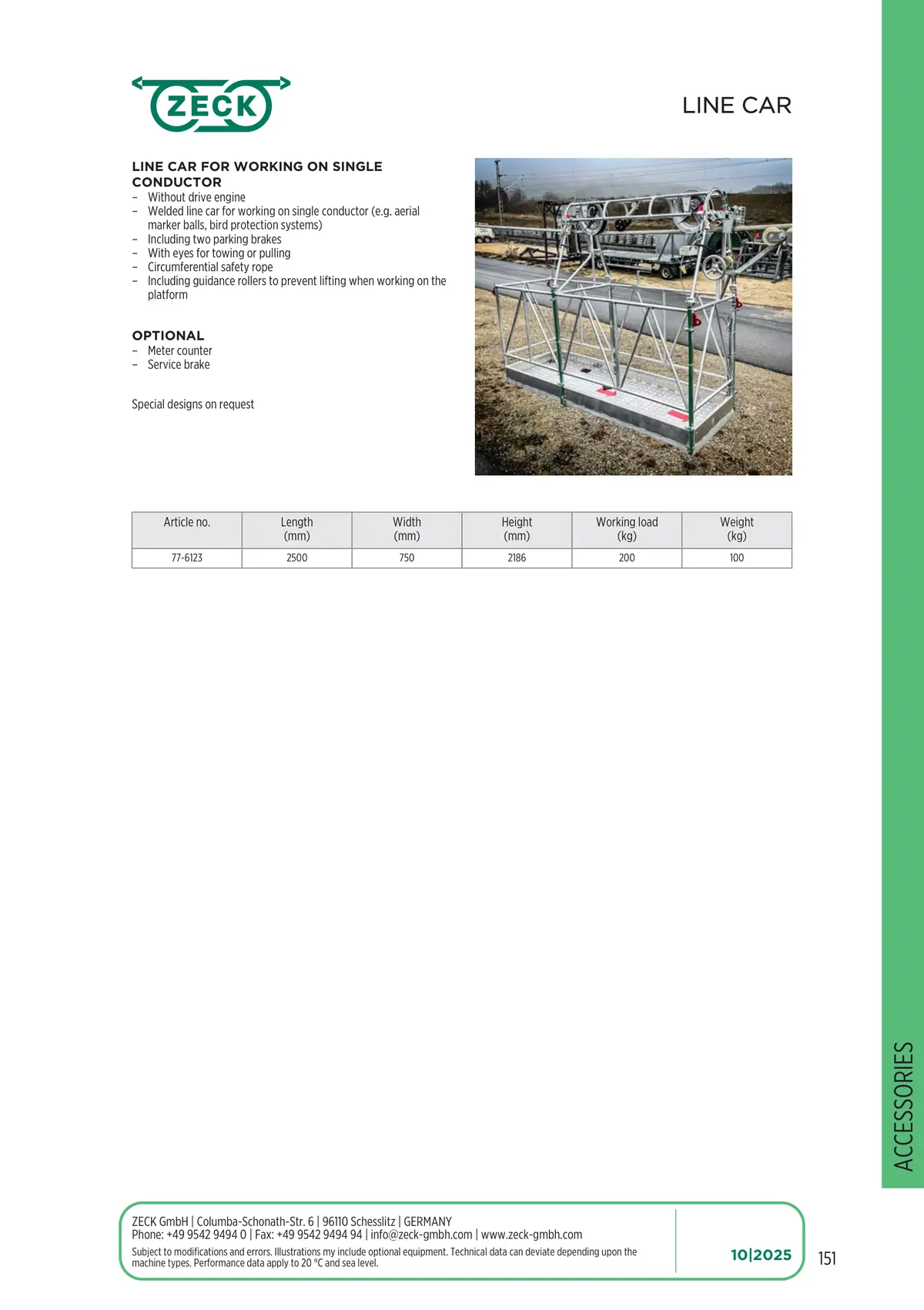 Catalogue page 151: LINE CAR