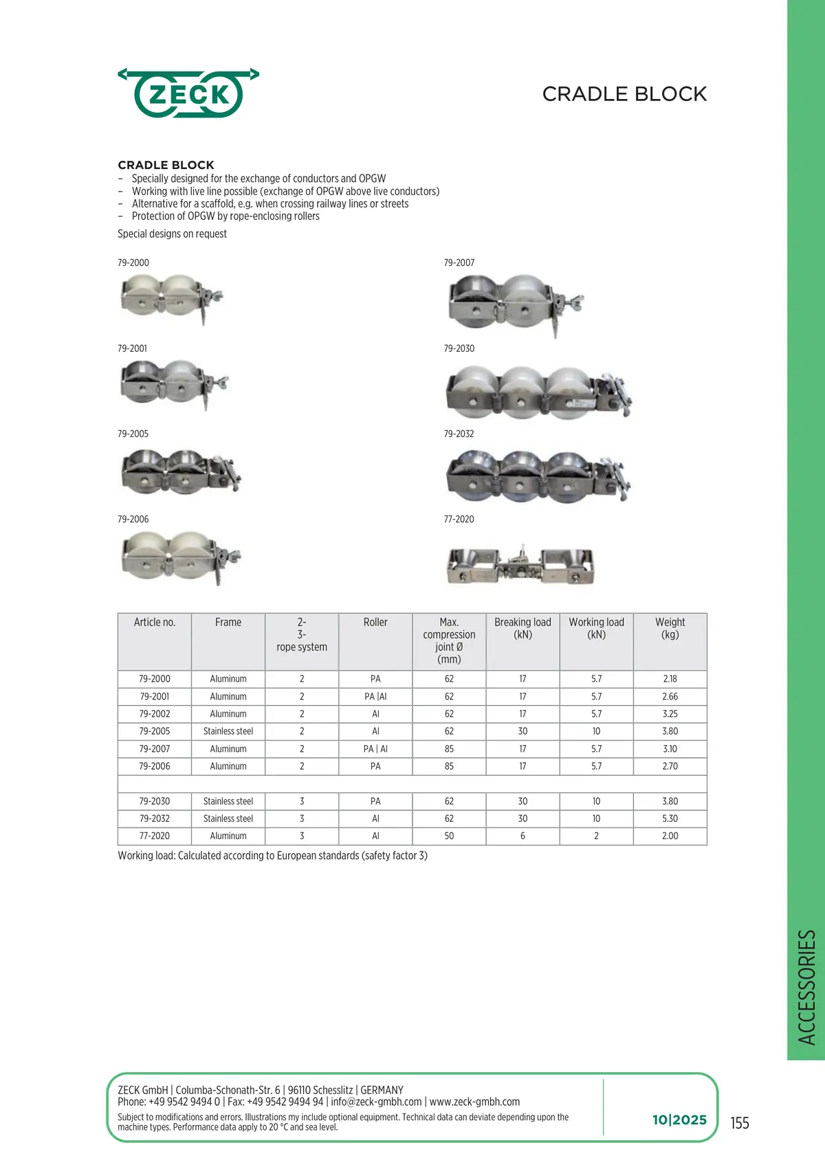 Catalogue page 155: CRADLE BLOCK