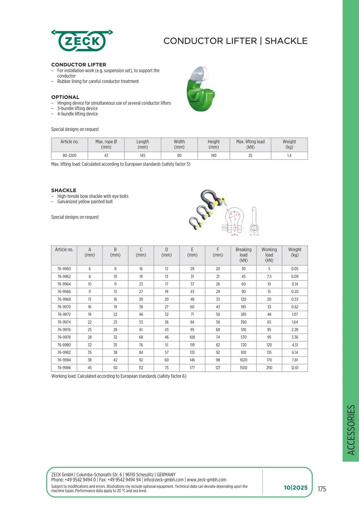 Catalogue page 175: CONDUCTOR LIFTER | SHACKLE