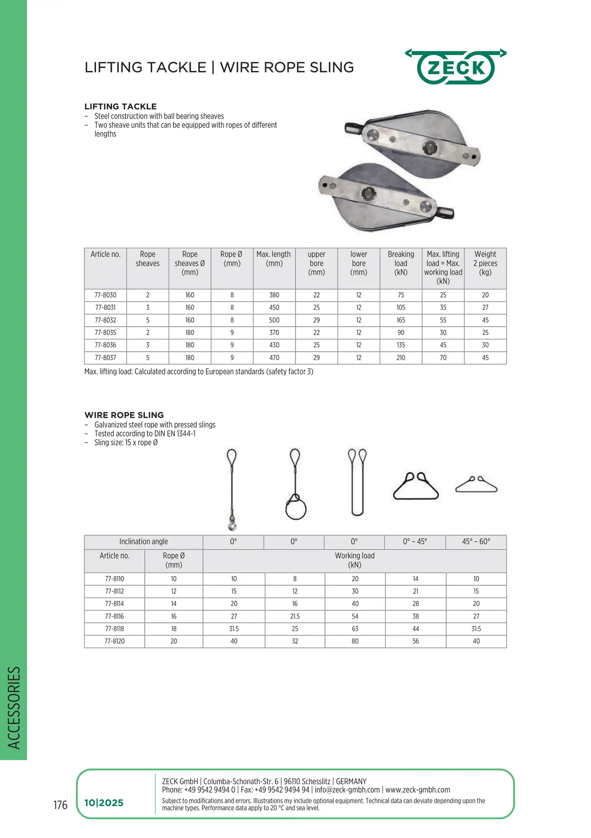 Catalogue page 176: LIFTING TACKLE | WIRE ROPE SLING
