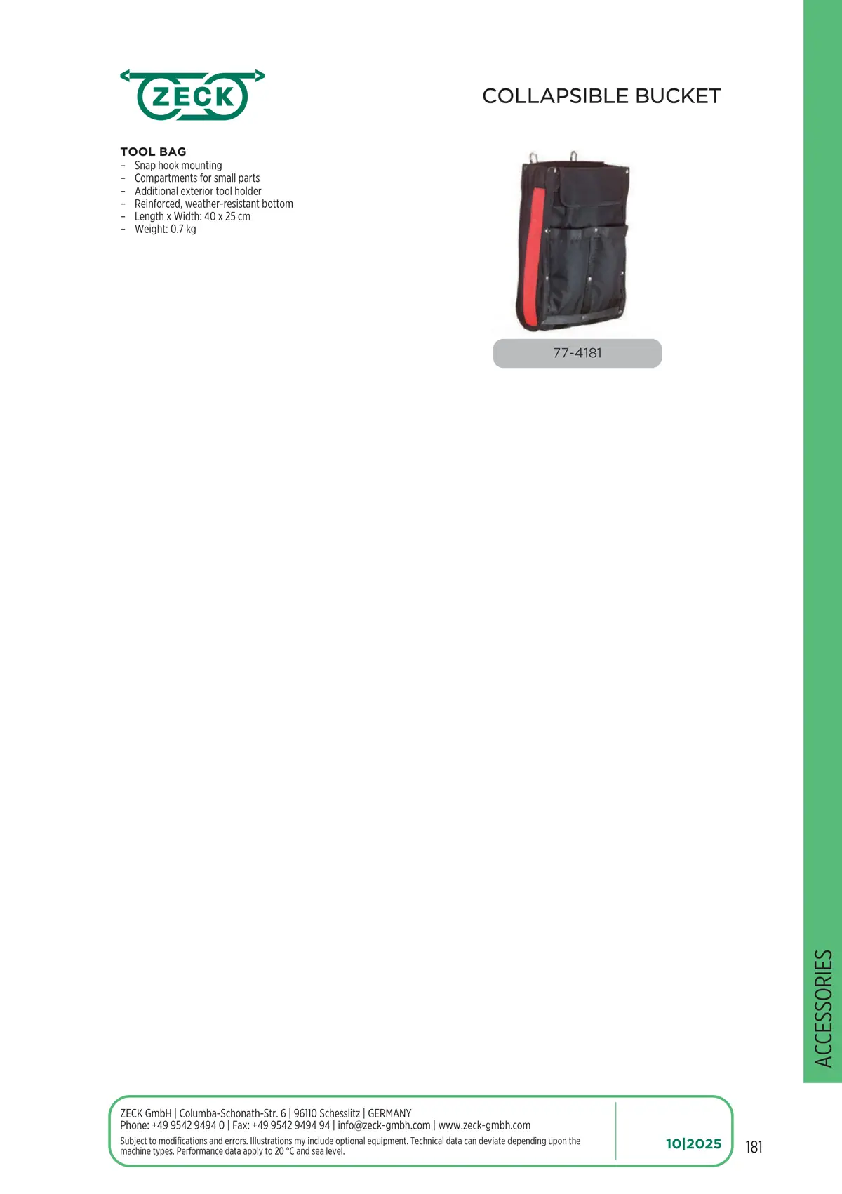 Catalogue page 181: COLLAPSIBLE BUCKET